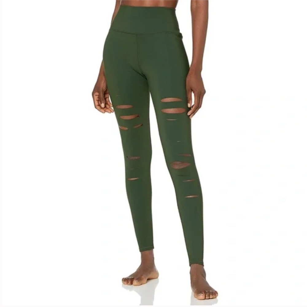ALO Ripped Warrior High Waisted Leggings Hunter Green